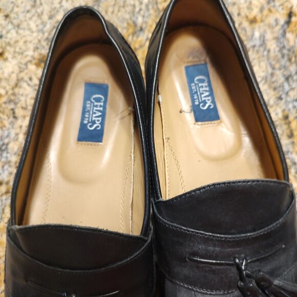 Chaps Men's Black Leather Kiltie Tassel Slip On Loafer Shoes 096-8104 Size 10M - Picture 11 of 12